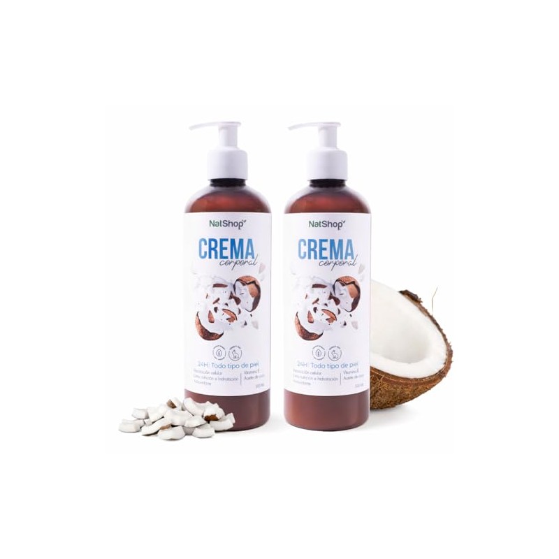 Natshop Kit Cremas Corporales Coco Natural Vitamina 500ml Crema Hidratante