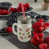 speecheese Strawberry Mason Jar with Handle Drinking Glass with Lid
