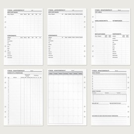 KOMPASS® Fitness Planning Inserts, DIN A5 Inserts for Ring Binder Planner, 25 Inserts for Documenting Fitness Goals, Best Performance & Body Values, Monthly & Yearly Overview, Planner