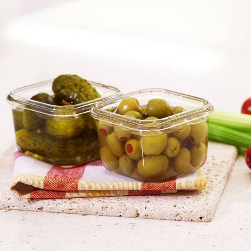 GLASSLOCK Square Food Storage Container (Capacity/Height/Width/Length/Height with Lid: 210 ml