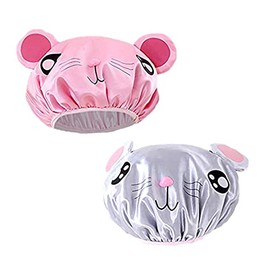 2 Gorros de Ducha para Niños y Niñas - Dibujos Animados Impermeables - Juego de Gorro de Baño para Bebés