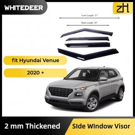 ZH Window Rain Guards Compatible with Hyundai Venue 2020 2021 2022 2023 2024-2mm Thick Tape-On Premium Wind Deflectors for Front and Rear Windows, Durable & Sleek Design, Set of 4