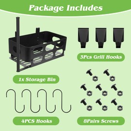 COITEK Storage Bin for Traeger Grills,Pellet Storage Bin for Traeger Pro 22/34/780/575,Pro D2 575 780,Z-Gridiron,Pit Boss,with 4 S Shape Hooks and 3 Grill Hooks and Paper Towel Holder