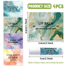 OLYCRAFT 100Pcs Self-Adhesive Lip Balm Tag Stickers 2.1x1.7 inch Waterproof Adhesive Label with Marble Texture Rectangle Lipstick Tag Sticker for Lip Balm Container Tubes Lipstick Wrapping Decoration