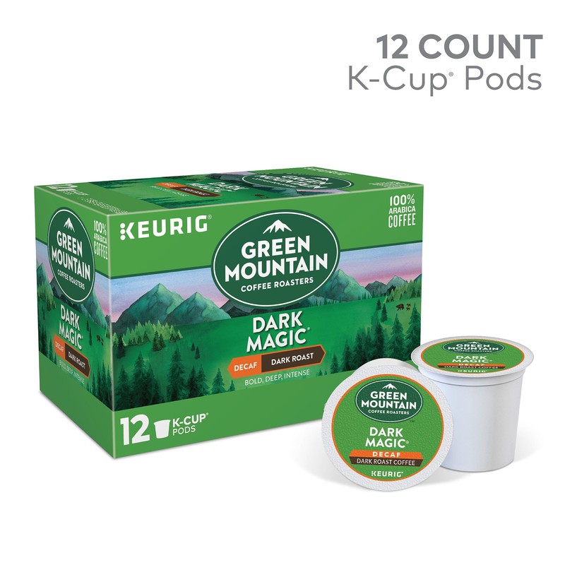Green Mountain Coffee Dark Magic Decaf Keurig K-Cups Coffee, 12