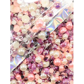 Rhinova 100g Mix Pearls and Rhinestones for Crafting, Sizes Range 3mm-10mm Pearl Beads for Bedazzler Rhinestones for Bedazzling Pearls for Crafting Sock Charms Nail Shoe Mugs (Violet Reverie Mix)