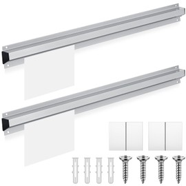 Henoyso 2 Pieces Restaurant Ticket Holder Receipt Holder Aluminum Order Ticket Rack Silver Kitchen Slide Check Rack for Office Cafes Pubs(24 Inch,Square)