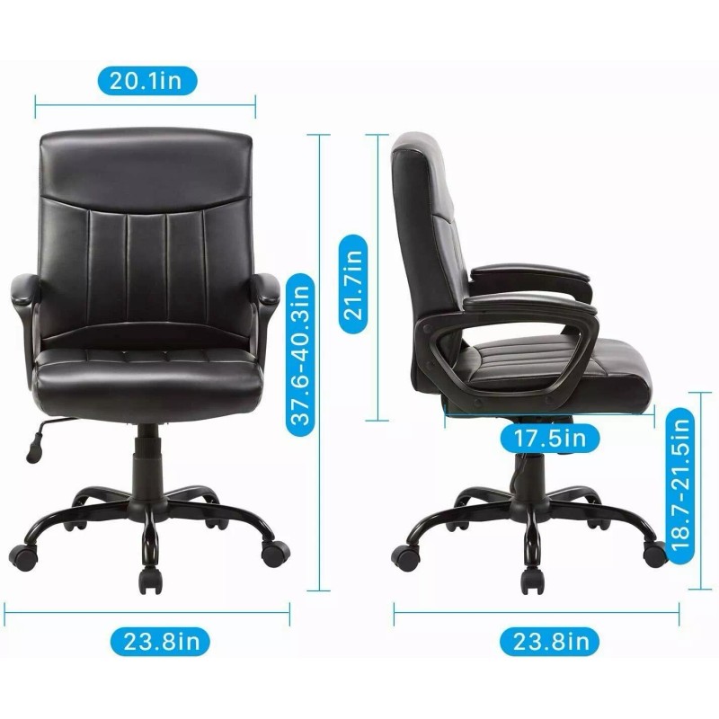 CLATINA Mid Back Leather Office Executive Chair Lumbar Support Padded