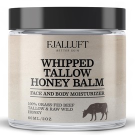 Tallow Face Moisturizer for Women: Beef Tallow Balm with Raw Honey and Olive Oil for Mature Skin – 100% Whipped and Grass Fed Cow Fat Facial Cream