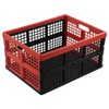 Hespapa 35 Quart Folding Crates, Red Plastic Collapsible Storage Container
