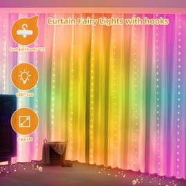 Jsdoin Light Curtain, 3.6 x 3 m 360 LEDs Fairy Lights Curtain 8 Modes with Timer for Fairy Lights Window Indoor Outdoor Decoration, Christmas Party, Room, Bedroom, Wedding (Multi-Colour)