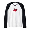 Origami Crane Wireframe Lucky Minimalistic Cute (Red) Raglan Baseball Tee