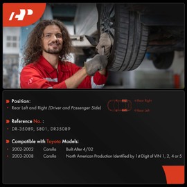 A-Premium 9.52 inch (241.9mm) Rear Brake Drums + Ceramic Shoes Set Compatible with Select Toyota Models - Corolla 2002-2008, 6-PC Set