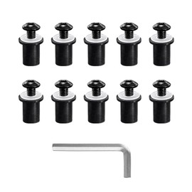 10PCS Motorcycle Windshield Bolts Screws Kit, Aluminum Motorbike Windscreen Screw Bolts Nuts Fastener Kit with Wrench, Windshield Body Mounting Bolts Nuts for Motorcycle (Black)