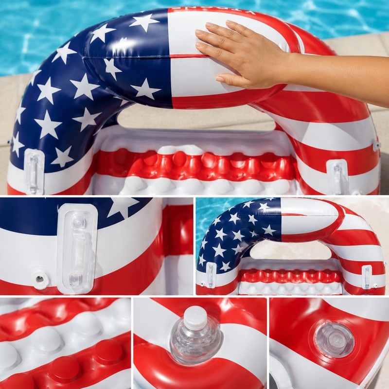 Inflatable Pool Float Chair with Detachable Sunshade – U-Shaped PVC