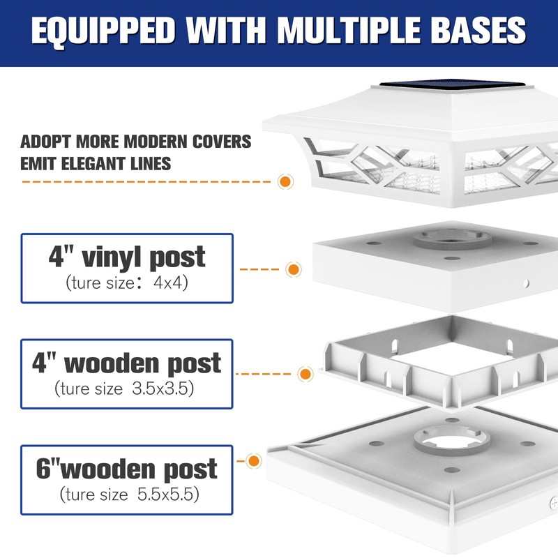VOLISUN Solar Post Cap Lights: 2 - Pack Outdoor Post