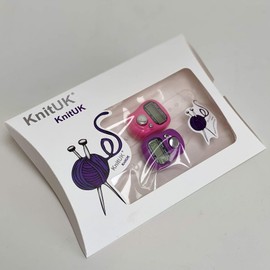 KnitUK Tally Counter - LCD (Finger-Held). Pack of 2. Pink & Purple Digital Knitting Row Counters