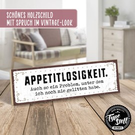 TypeStoff Wooden Sign with Saying - APPETITLOSIGKEIT - Vintage Look with Quote as Gift and Decoration - HS-00631