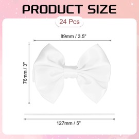 PATIKIL 24 Pcs Ribbon Bows for Gift Wrapping 3.5" Satin Ribbon Bowknot with Twist Ties for Crafts Treat Bag Bridal Shower Thanksgiving Wedding Decor, White