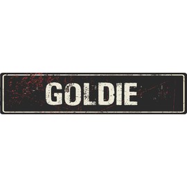 Goldie Black Grunge Style Rustic Vintage Look 8" Wide Decal Bumper Sticker for use on Any Smooth Surface