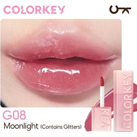 COLORKEY- Brillo de labios 3D Plump Oil, acabado de alto brillo, tinte de labios, hidratante, no pegajoso, transparente y natural, Gl