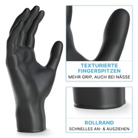 ARNOMED Disposable Gloves 500 Pieces/Box, L, Latex Gloves, Black, Disposable Gloves, Powder-Free, Latex Disposable Gloves, Cleaning Gloves, Latex Gloves, Disposable/Disposable Gloves in XS, S, M, L &