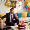 Shorty Hit Forty Birthday Banner, Pre-Threaded Black Glitter 40 Birthday