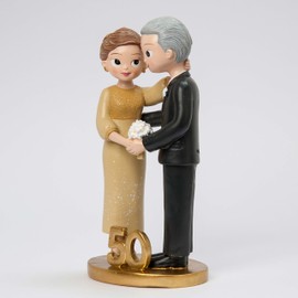Mopec Y105 Statuetta per torta pop & Fun in piedi per matrimoni in oro 21 cm, multicolore, grande