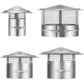 Unbranded Adjustable Chimney Cap Galvanized Steel Round Roof Rain Cover 4/6/8/10/12/14 in - 6 in