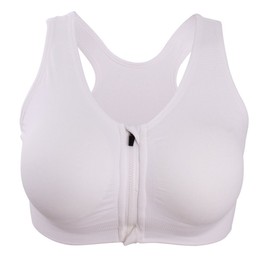 ohlyah Women's Zipper Front Closure Sports Bra Racerback Yoga Bras White M