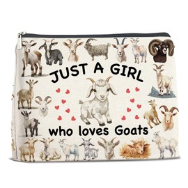 Goat Gifts Makeup Bag for Girls Women, Funny Birthday Christmas Gift For Goat Lovers Pet Owner Animal Enthusiasts Sister Bestie Bff Cosmetic Bag with Zipper Travel Toiletry Bag Pouch for Purse