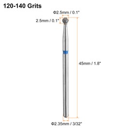 HARFINGTON 6pcs 200-230 Grits Diamond Grinding Bit 2.5mm Ball Head 2.35mm Shank 2.5mm Length Stone Sanding Drill Bits Rotary Tool for Ceramic Glass Nails Grinding Polishing, Red