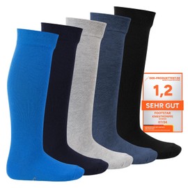 Footstar Children's knee socks (5 pairs), long socks for girls and boys - everyday - Jeans shades, size: 23-26