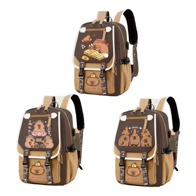 Bonita Mochila Tipo Capibara Big Cap Para Niñas