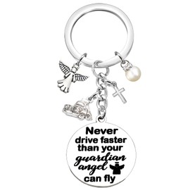 Sweet 16 Gifts for Girls Boy Guardian Angel Keychain New Driver Gifts for Car 16th Birthday Gifts for Daughter Son Teens Best Friend Gift for Niece Nephew Drive Safe Keychain for Sweet Sixteen Gifts