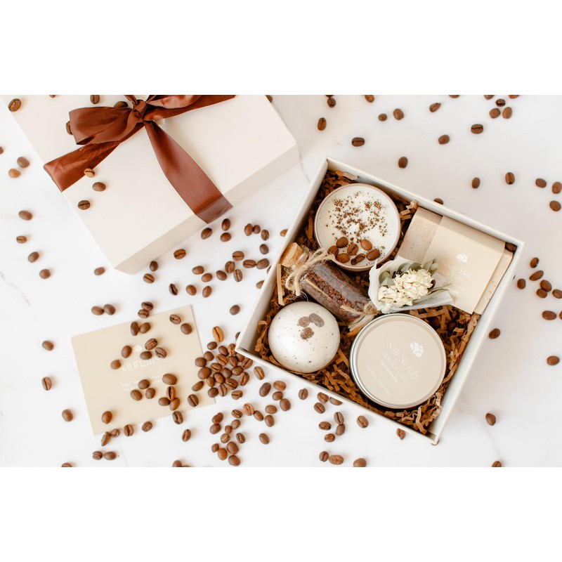 LaurGifts Birthday Gift for Women Coffee Scented Basket Set Box