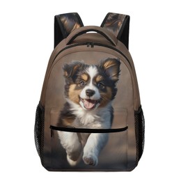 GNEW Dog Backpack Happy Bernese Mountain Dog Backpack for Boys Girls, Cute Puppy School Backpack, Elementary Middle High School Bookbag Travel Laptop Backpack,16.5 Inch