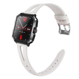 Compatible with Anyloop Smartwatch Bands,Lamshaw Slim Vintage Leather Strap Replacement Compatible for Anyloop CW01/LA32/ALW47/V3SA Smartwatch (White)