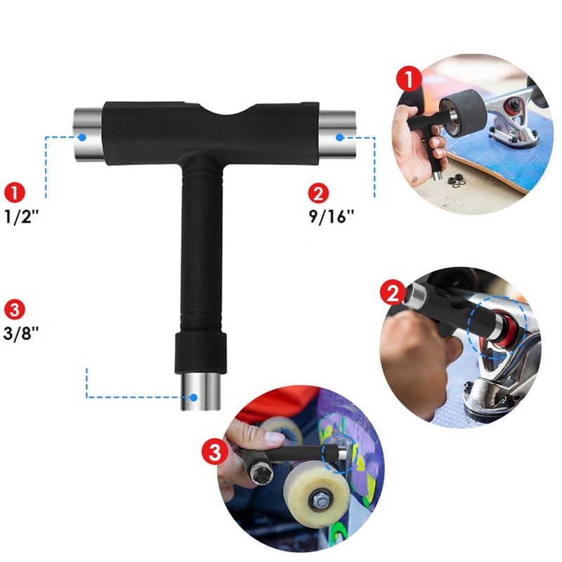 All-in-One Skateboard Tool, Multifunctional Skateboard Maintenance, Allen Wrench, T-Shaped Spanner,