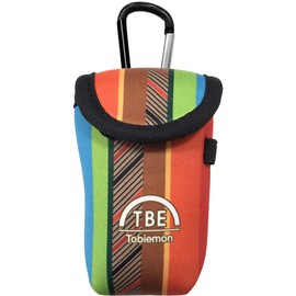 TOBIEMON T-2BC-MT Ball Case, Tobiemon, Lightweight Golf Ball Case, Holds 2 Balls + 3 Tees, Includes Caravi & Belt Clip, Multicolor Striped Pattern