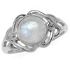 Silvershake 8mm Natural Round Shape Moonstone White Gold Plated 925