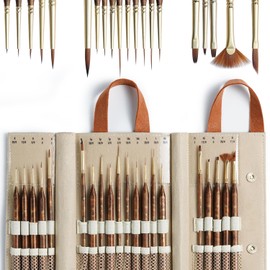 Pinceles Artify Extremo Detalle, 20 Pinceles Miniatura para Maquetas y Pintura Artística, Pinceles Pequeños para Detalles Finos con Estuche, para Acrílico, Acuarela, Óleo y Maquetas, 40K, Modelismo