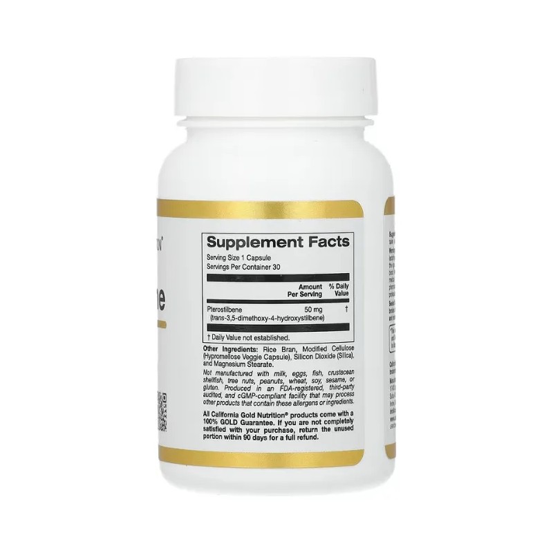 Pteroestilbeno 50 Mg 30 Cápsulas Eg R36 Sabor Sin Sabor