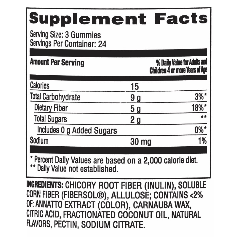 Equate Daily Fiber Supplement Gummies, 5 mg, 72 Count