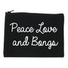 Peace Love Bongs Weed Pot Cosmetic Makeup Bag Black Medium