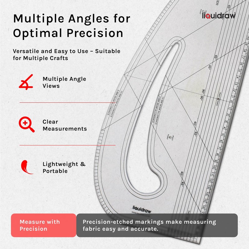 Liquidraw Pattern Maker Perspex Pattern Marking Ruler - 43 x