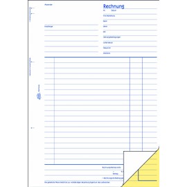 AVERY Zweckform 1734 Invoice (A4, 2 x 40 Sheets, self-Copying with Coloured Copy, with net and Gross Amount, VAT and Much More, for Recording All legally Required Information) White/Yellow
