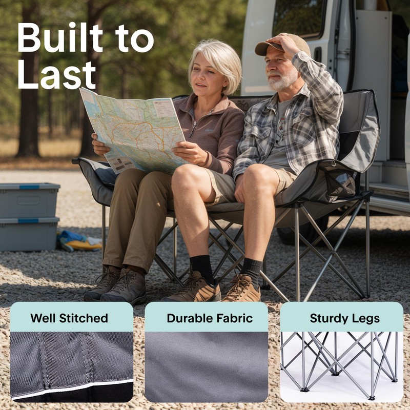 Camping Loveseat for Couples, Friends & Families, Double Camping Chair,