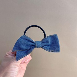 BBTDIN Blue Jean Hair Scrunchies Blue Denim Hair Ring Tie Denim Hair Scrunchies Tie BW23 (Set-D)