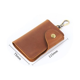 Whatna PY-022 Tenzen Cow Leather Key Case, Men's, Women's, Smart Key Case, 6 Hooks, Carabiner, Car Key Case, Thick, Hand, Genuine Leather, Compact, Card Holder, 6 Colors, tea, Modern